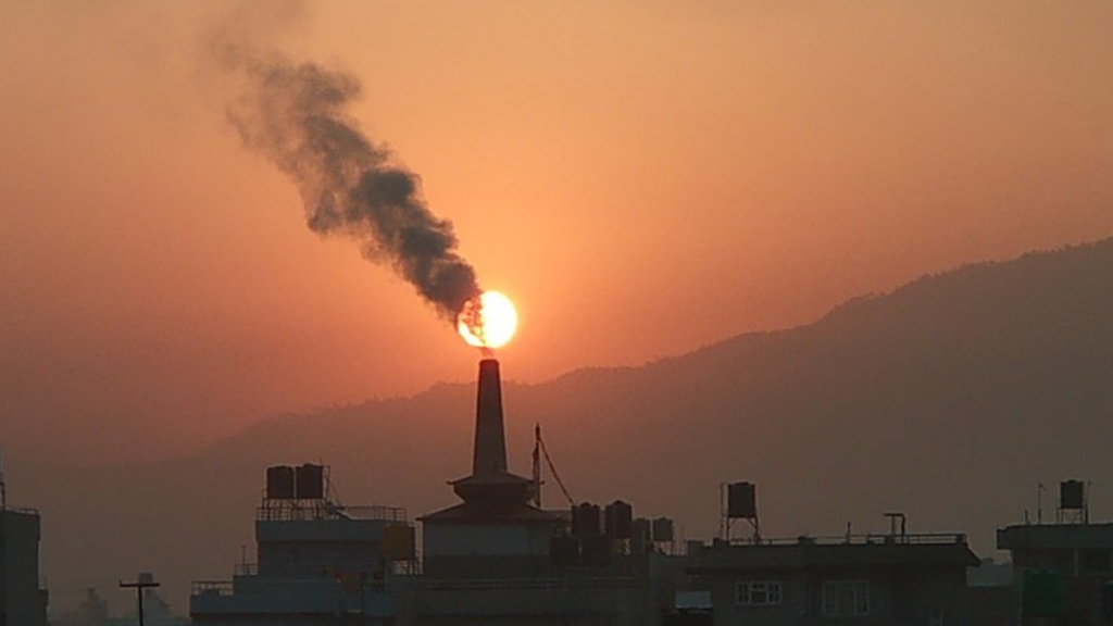 Air pollution by brick factory in Mahalaxmi Municipality Ward no. 4, Lalitpur, Nepal.